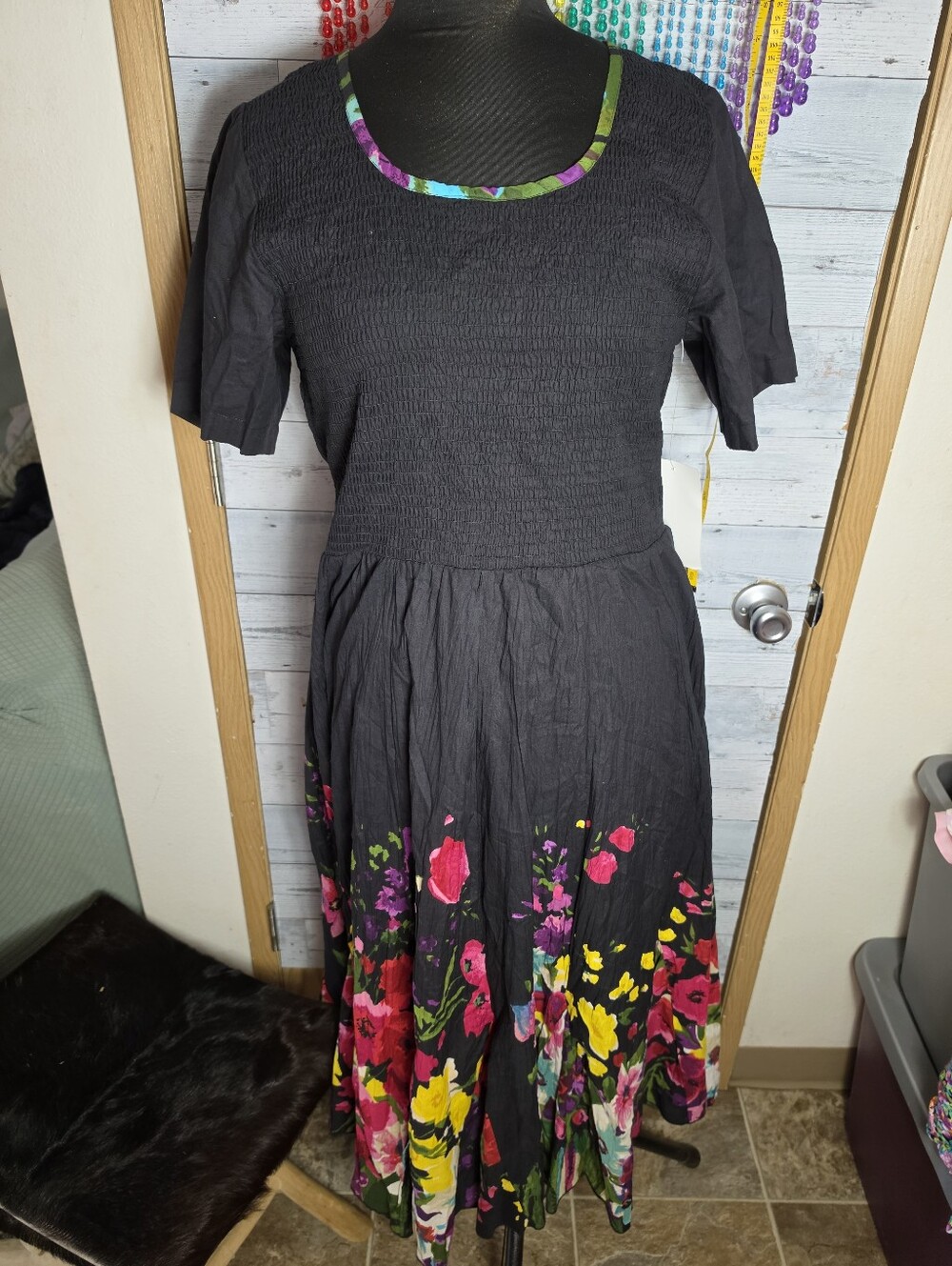 Vtg 90's Drapers & Damons Floral Midi Dress Garden Party Whimsical Boho Chic